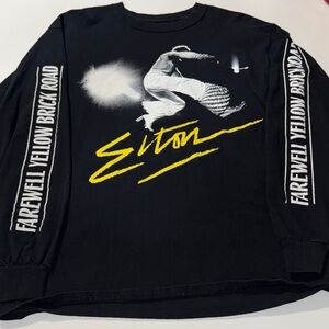 Elton John “Farewell Yellow Brick Road”  Black Graphic Long Sleeve Tour Shirt